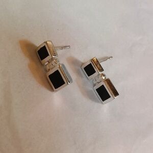 Sterling Silver 925 black and silver square earrings